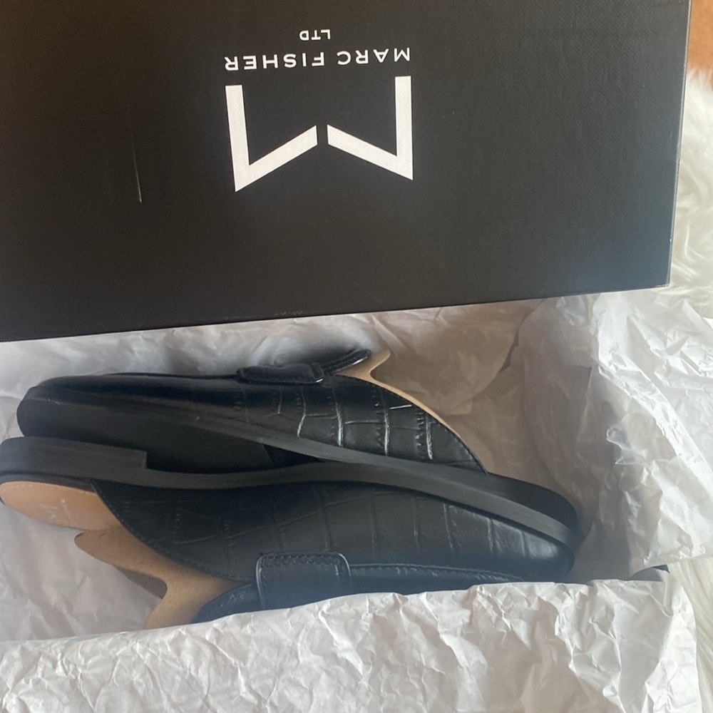 Marc Fisher LTD Flyta Leather Slip on Loafers Black Shoes - Picture 9 of 9